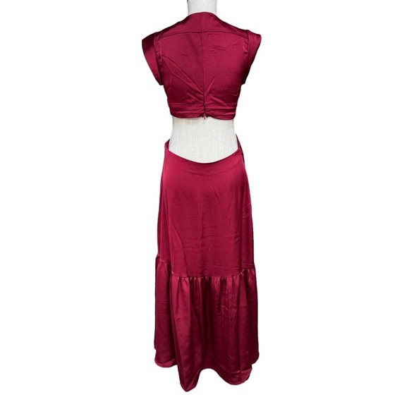 Jason Wu Womens‎ Red Satin Cutout Front Knot Maxi Dress Size M New! - Picture 3 of 13